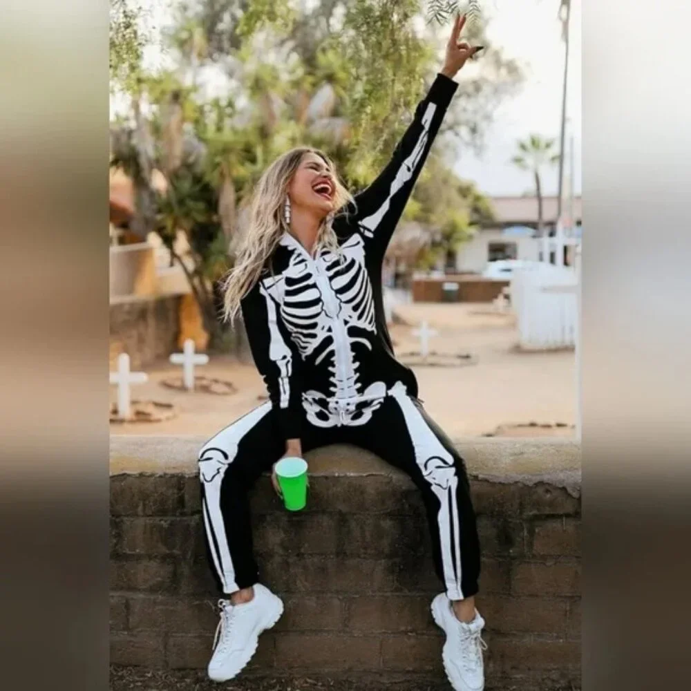 NWT Skeleton Zip Up Onsie. Day Of The Dead - Picture 3 of 8